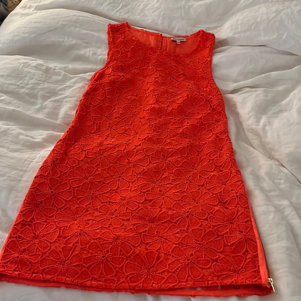 Orange cocktail dress with zipper sides